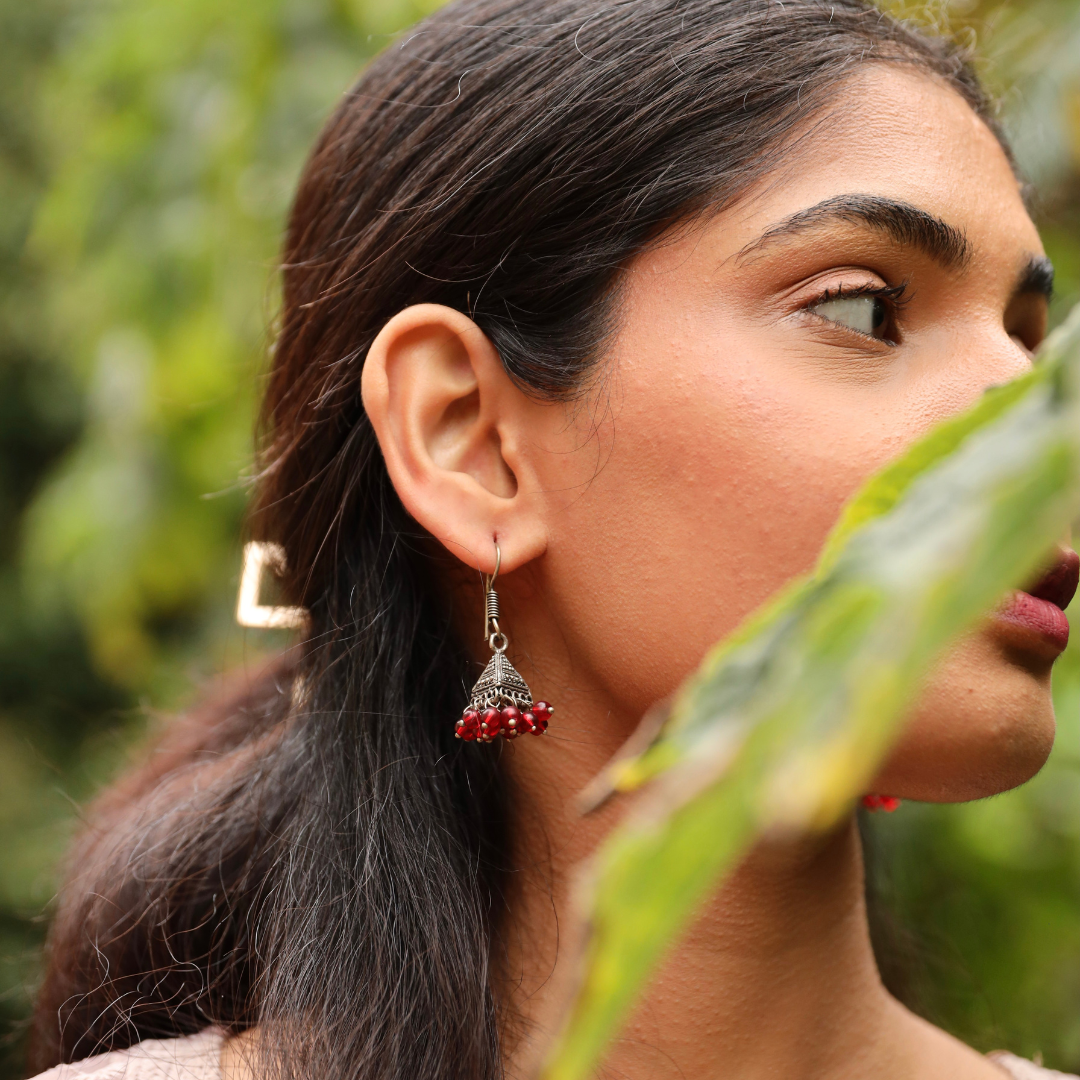 Isha Pyramid Earrings Red