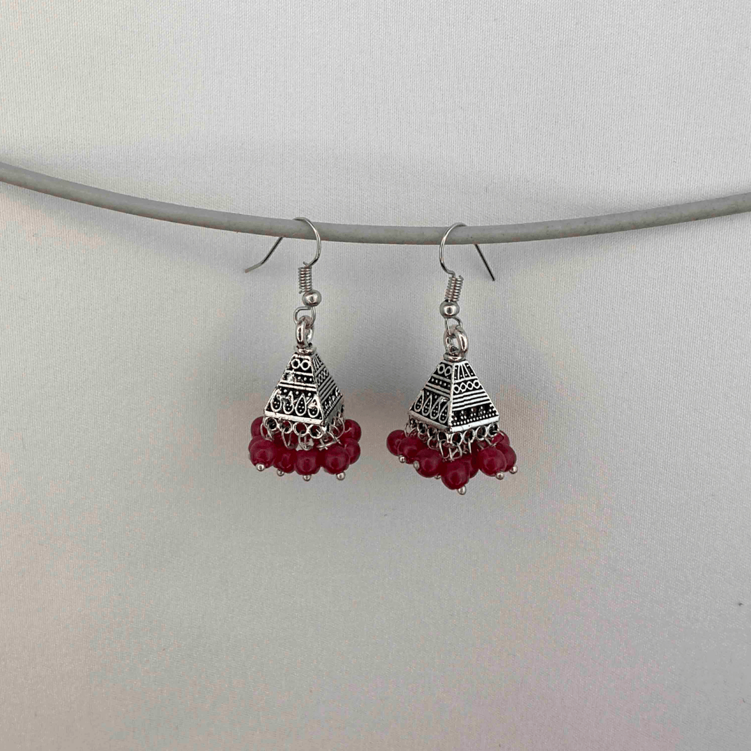 Isha Pyramid Earrings Red