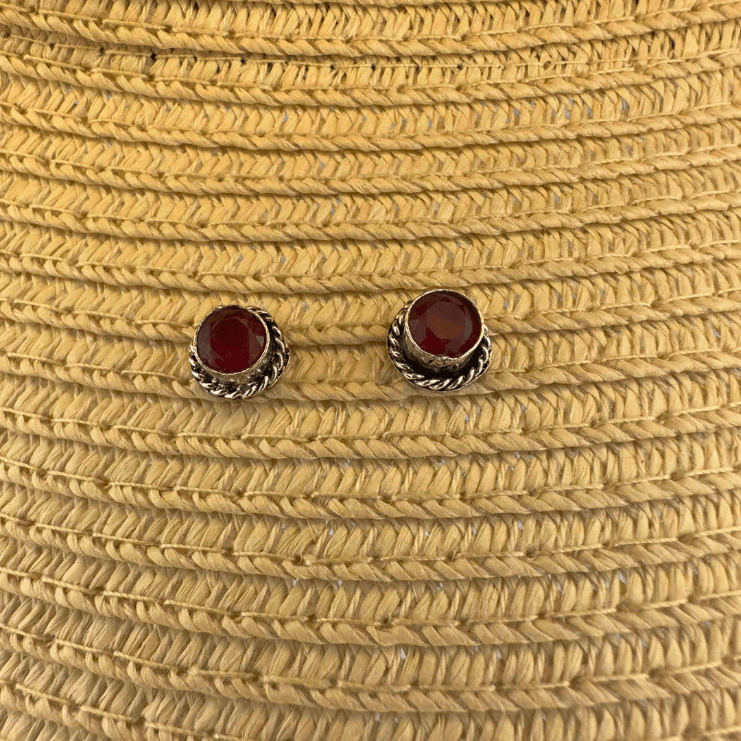 Rustic Studs Brushed Red