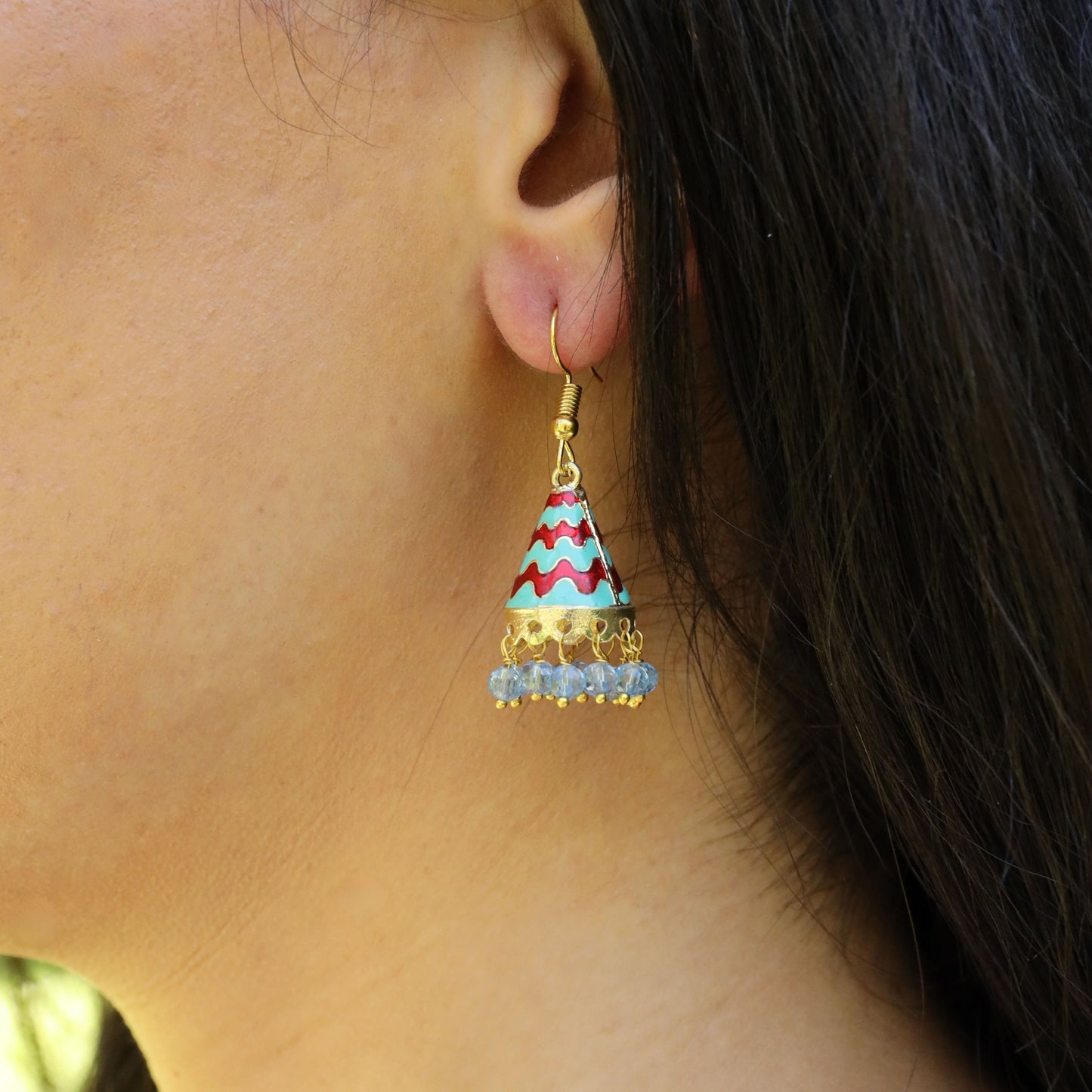 Anya Earring Red and Light Blue