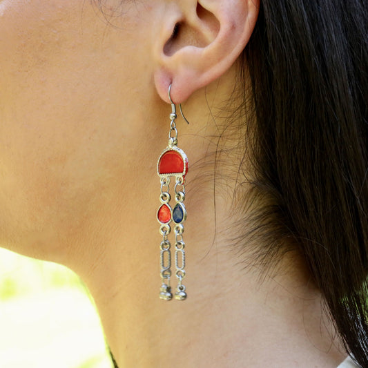 Diya charm Earring Red