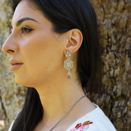 Desert Flower Earring Rustic Gold