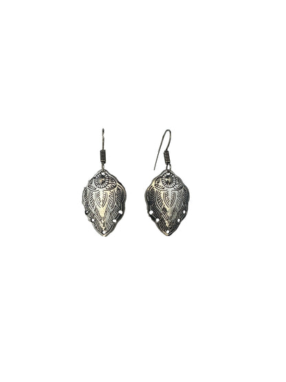 Metallic Earring Silver Leaf