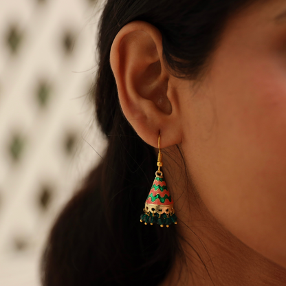 Anya Earring Green and Orange